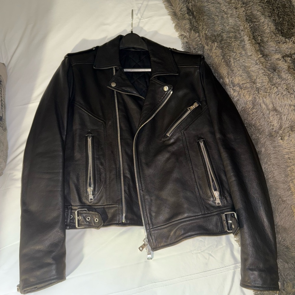 Balmain Black Leather Bomber Jacket - Picture 2 of 2